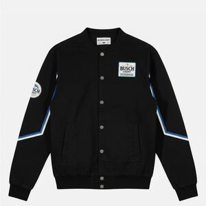 NWT Busch Light Racing Jacket Snap Closure Black W/Busch Logo Size XXL
